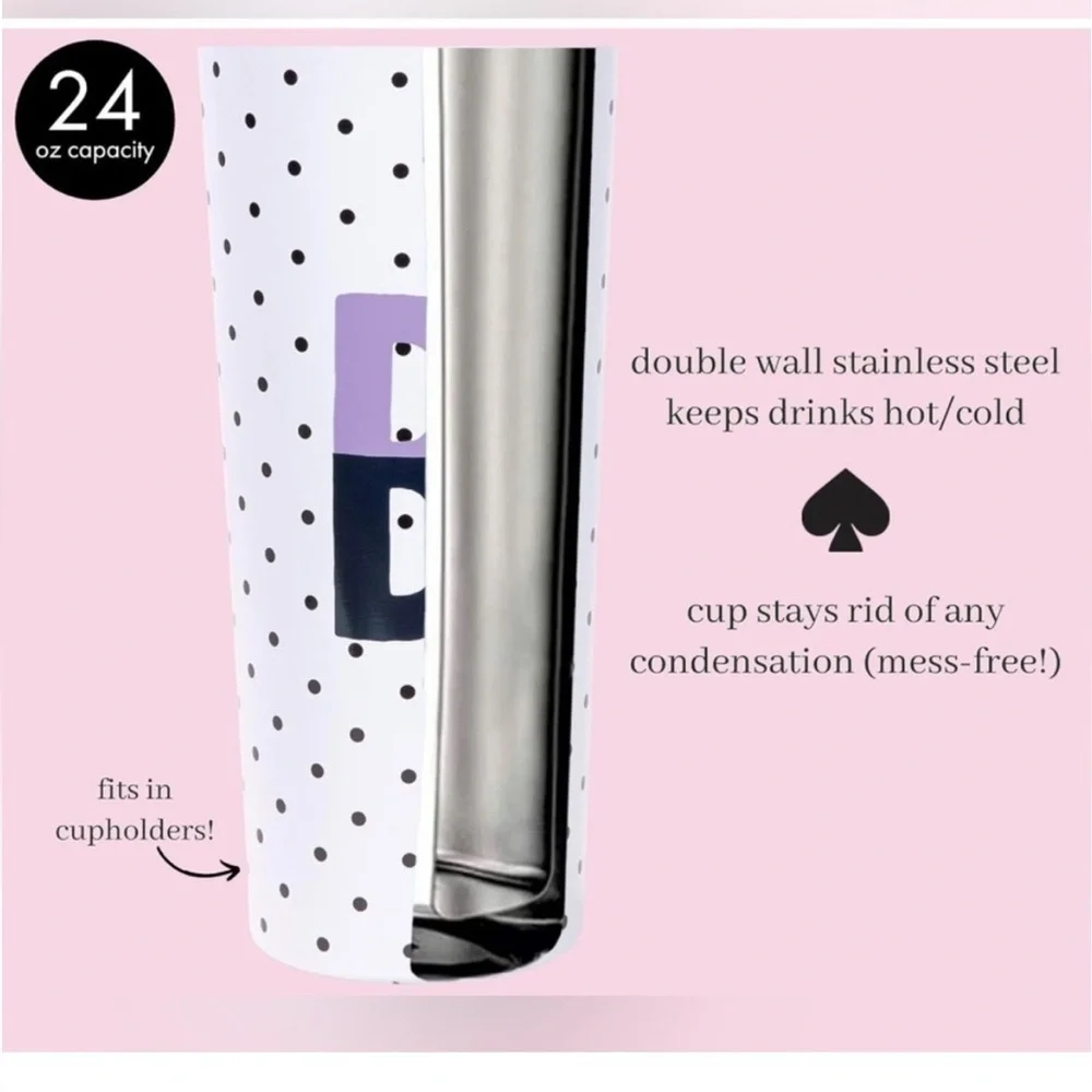 KATE SPADE - 24oz Sparks of Joy Letter L Tumbler, Yellow and Navy, NWOT